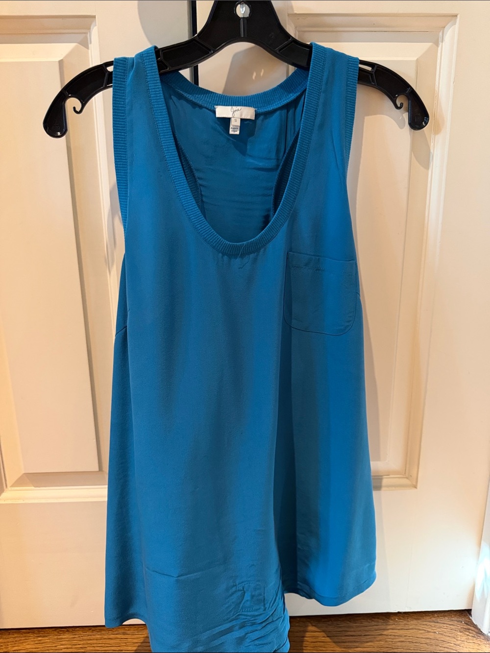 Joie 100% Silk Teal Sleeveless Tank with Chest Pocket